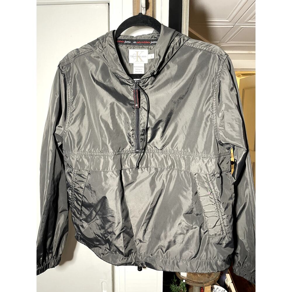 Calvin Klein Windbreaker Hooded Pullover Black Boys Size Large
